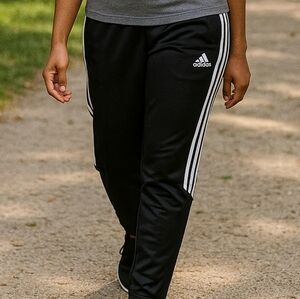 Black Track Pants with White Stripes